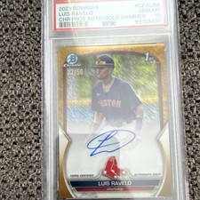 2023 Bowman Luis Ravelo CPA-LRA Gold Shimmer Auto Rookie /50 PSA 10 Red Sox