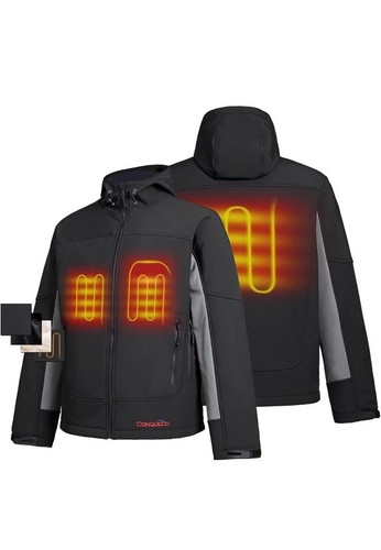 CONQUECO Heated Jacket Hooded Windproof & Waterproof, 10000mAh Battery XL - Picture 2 of 9