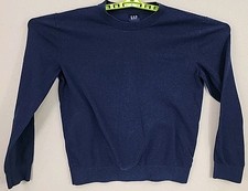 GAP Men's Crew Neck Lightweight Cotton Long Sleeve Navy Blue Sweater Size Medium