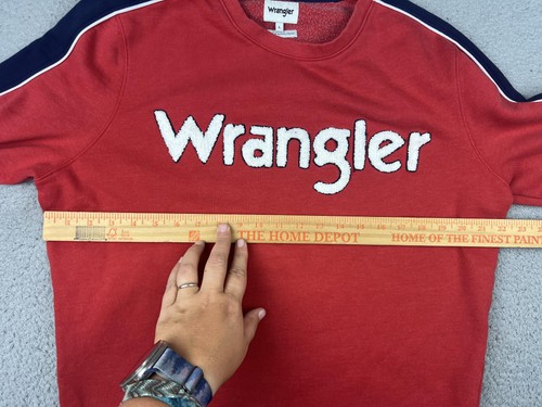Wrangler Sweatshirt Herren Large rot Chenille Logo Rundhals Pullover gestreift - Bild 12 von 16