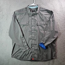 Huk Outdoor Shirt Men 3XL Button Up Long Sleeve Flip Cuff Greenish Gray