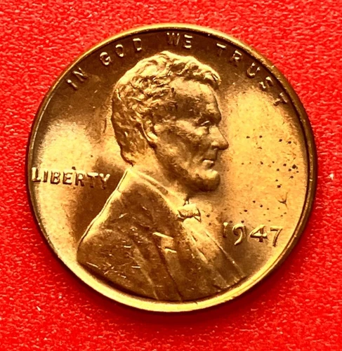 1947-P Lincoln Wheat Cent Penny GEM RED BU From an Original Bank Roll
