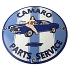 Vintage Chevrolet Sign - Porcelain Camaro 69 SS Gas Pump Auto Pinup Girl Sign