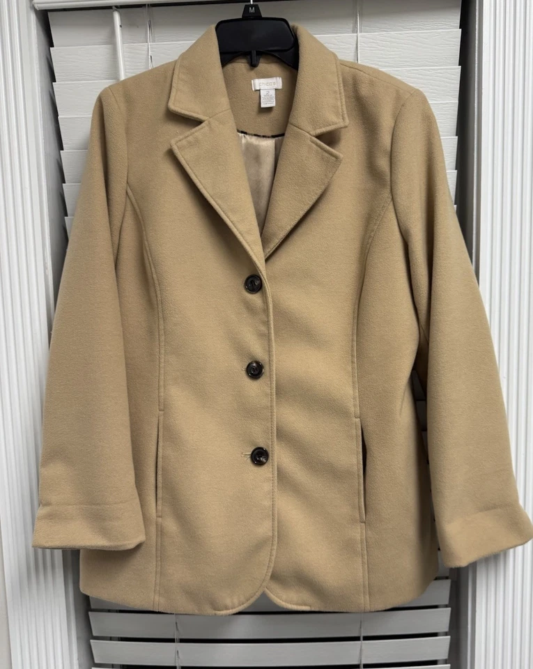 Chaqueta Chicos 2 Camel Botón Solapa Frontal Tostado Neutro Abrigo P Grande Foto 2 de 4