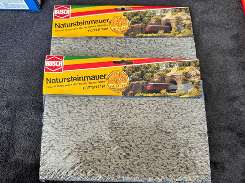 2 x Busch 7491 H0 TT N muro de piedra natural sin usar en embalaje original | Condition: Neu