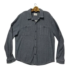 Mutual Weave Blue Herringbone Heavy Cotton Long Sleeve Mens Casual Shirt XL
