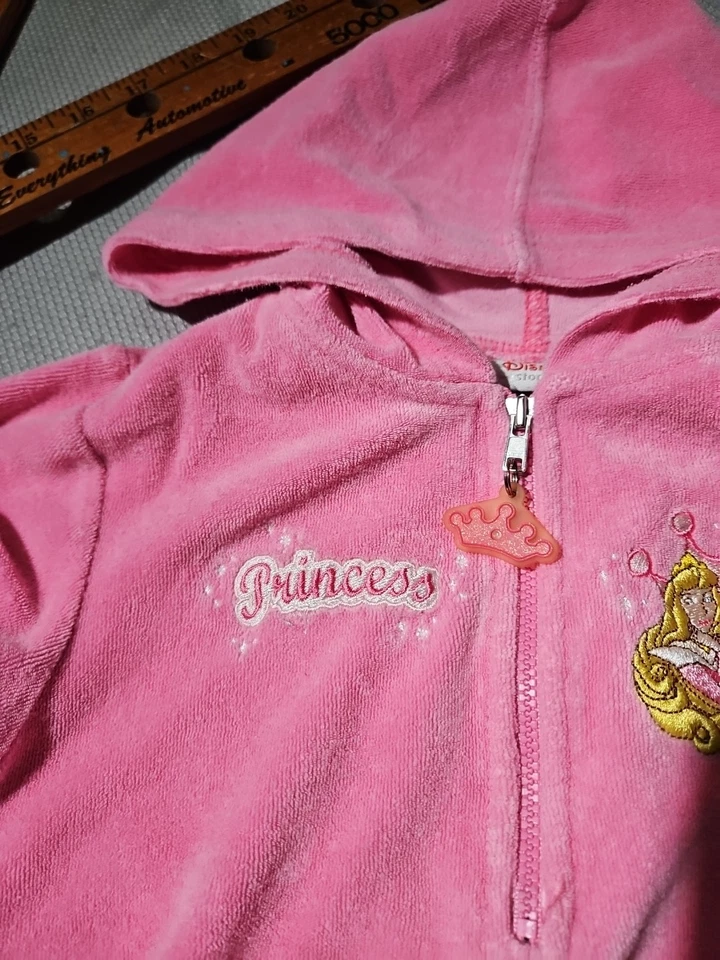 Vestido Disney Jóvenes Niñas Talla 6 Pequeño Rosa Princesa Traje de Baño Encubrimiento Bordado Foto 3 de 4