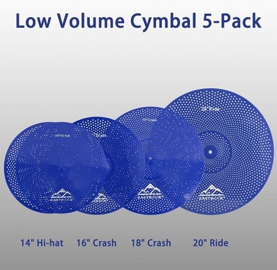 EASTROCK Low Volume Cymbal Pack 5pc Blue 14 16 18 20 w Bag & Felts