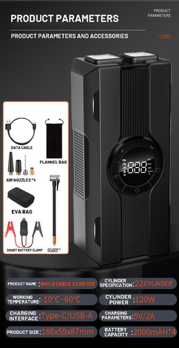 8000mAh Car Jump Starter with Air Compressor Battery Jumper Box Charger Booster - Picture 4 of 17