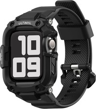 Rugged Band with Case for Apple Watch 44mm Military-Grade Shockproof Strap