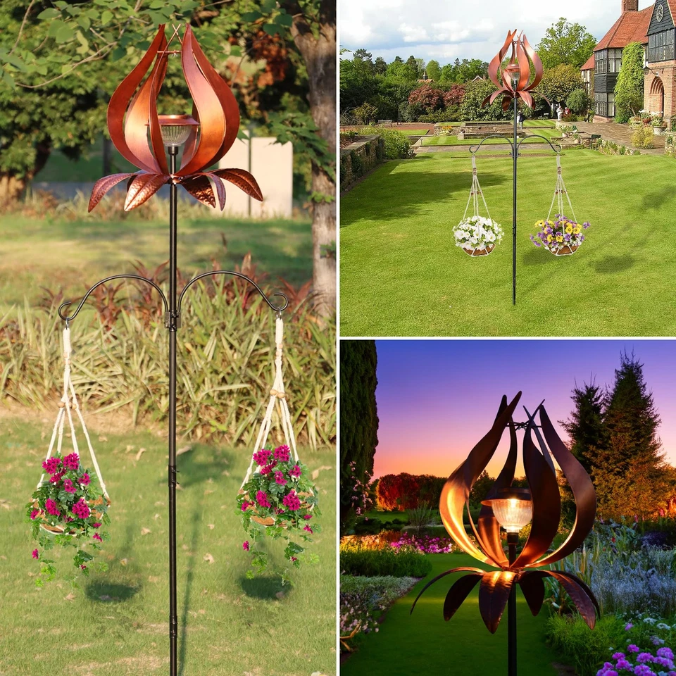 太阳能风万向轮户外金属83英寸风车庭院花园露台装饰... — 第 2/4 张图片