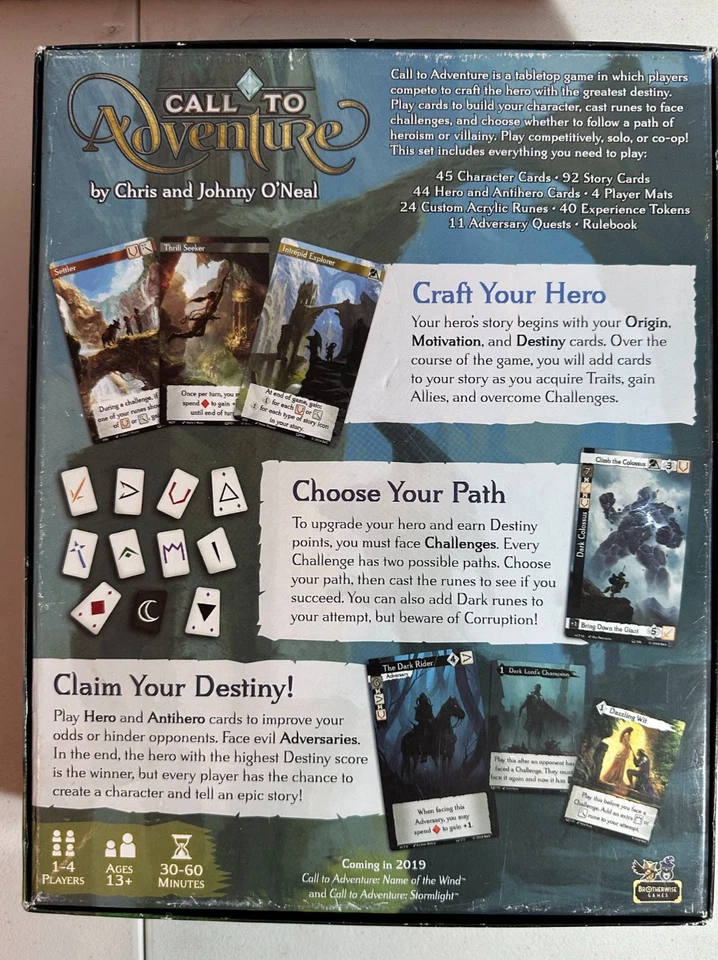 Jogo de tabuleiro Call to Adventure. Completo.  Aberto, mas não jogado. Cartões com mangas. - Imagem 2 de 4