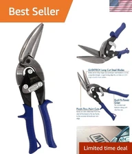 MIDWEST Power Cutters Long Cut Snip - Precision Offset Shears with Comfort Grip