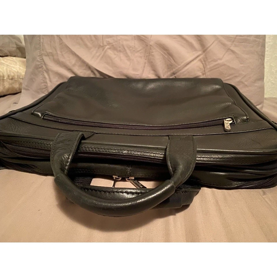 Maletín de cuero genuino vintage Sears Home Central bolso mensajero Bellino Foto 3 de 4