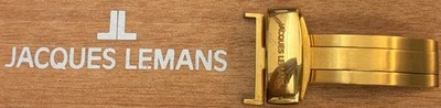 20mm Jacques Lemans Lederband-Faltschliesse Edelstahl Vergoldet Hochqualitativ