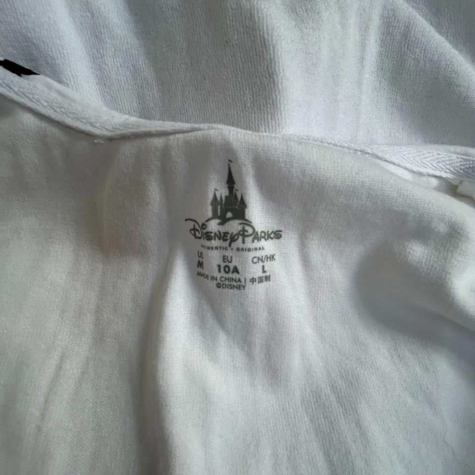 Disney Parks Kids White Hooded Terry Zip-Up Dress Cover-Up Mickey Print Medium - Image 3 of 4