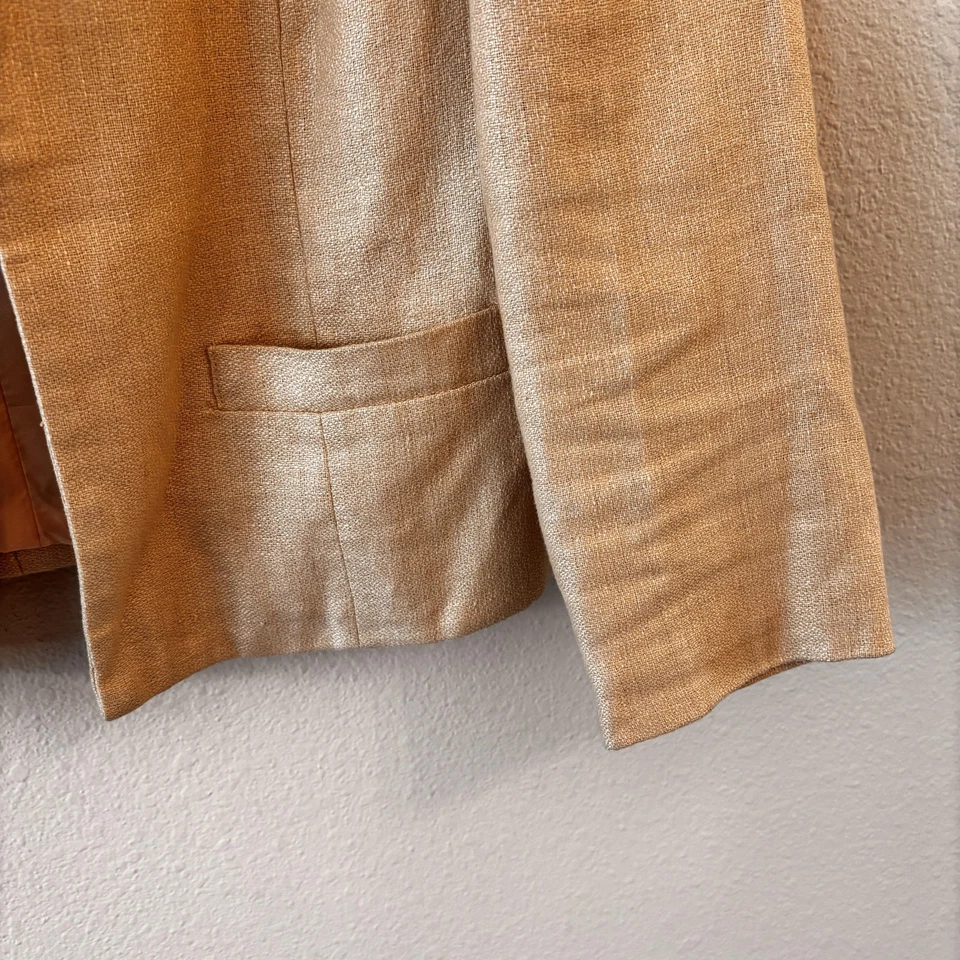 Blazer de lino LL Bean vintage para mujer talla 8 frente abierto clásico dinero antiguo recortado Foto 4 de 4