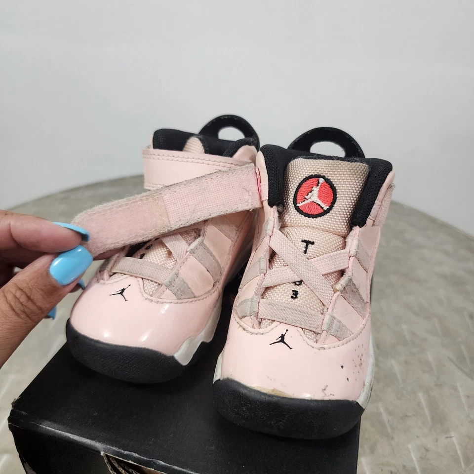 Nike Air Jordan 6 Rings 'Atmosphere' Pink Sneakers 323420-602 Toddler Size 6C - Image 3 of 4