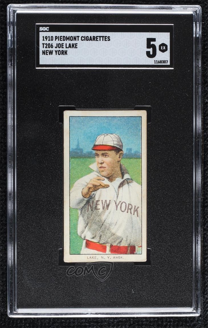 1909-11 T206 Piedmont 350 Back Joe Lake (New York Uniform) SGC 5