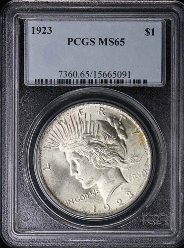 1923 $1 Peace Dollar PCGS MS65