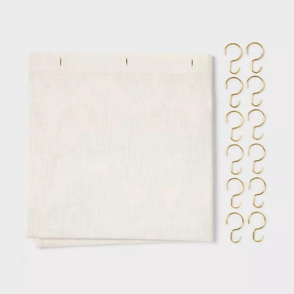 Cortina de Ducha Threshold Coastal Rojo Tonos y Crema con 12 Ganchos en S Acabado Latón Foto 2 de 4