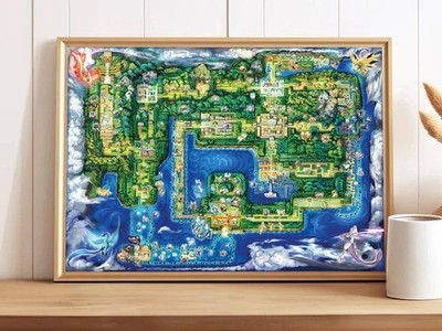 Pokémon Kanto Map Poster   Retro Gaming Wall Art