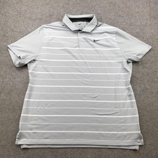 Nike Tiger Woods Polo Shirt Mens XL Gray Dri-FIT Golf Striped