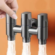 Metal Handle Control Valve Faucet Tap Silver Stainless Steel 1-In-Three