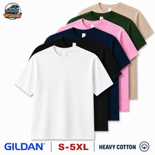 Gildan Heavy Cotton 5000 T-Shirt 3 & 5 Pack Men's Plain Crew Neck Cotton Tee