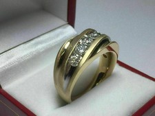 14K Yellow Gold Plated 2Ct Round Cut Lab Created Diamond Men's Wedding Band Ring