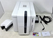 Evolis Primacy Expert ID Badge Card Printer PM1H0000BS w/ Power Supply