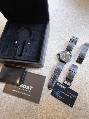 U-Boat 50mm Flightdeck Men's Automatic Chronograph Black Steal Watch CAB Orange