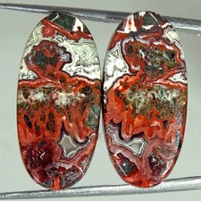 24.60Cts Natural Crazy Lace Agate Oval Pair Cabochon Loose Gemstone 12x25x4 mm