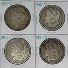 1889-O 1896-O 1901 1921-D Morgan Dollar Lot of 4