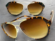 Classic Vintage Retro Style Party Raver Beach SUNGLASSES Tortoise & Gold Frame