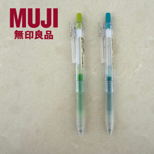  2 pk MUJI Smooth Gel Ink Ballpoint Knock Pen 0.5mm  Green  Turquoise