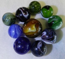 20911m Vintage Group of 10 Bigger Played with Slag Marbles