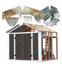 NEW-50 Truss Design Shed Kit for 6–14FT Width, Easy Framing, Wood Not Included