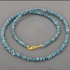 Natural Rough Blue Loose Diamond 3-4mm Beads Nuggets 18" Strand Necklace 