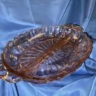 Vintage Anchor Hocking Oyster Pearl Pink Depression Glass Divided Relish Dish 7”