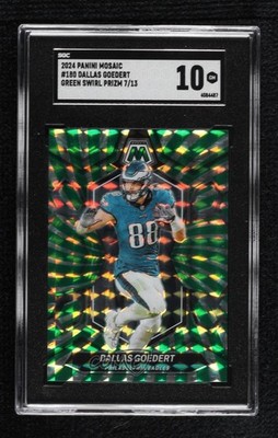 2024 Panini Mosaic Green Swirl Prizm 7/13 Dallas Goedert #180 SGC 10 GEM 1fl4
