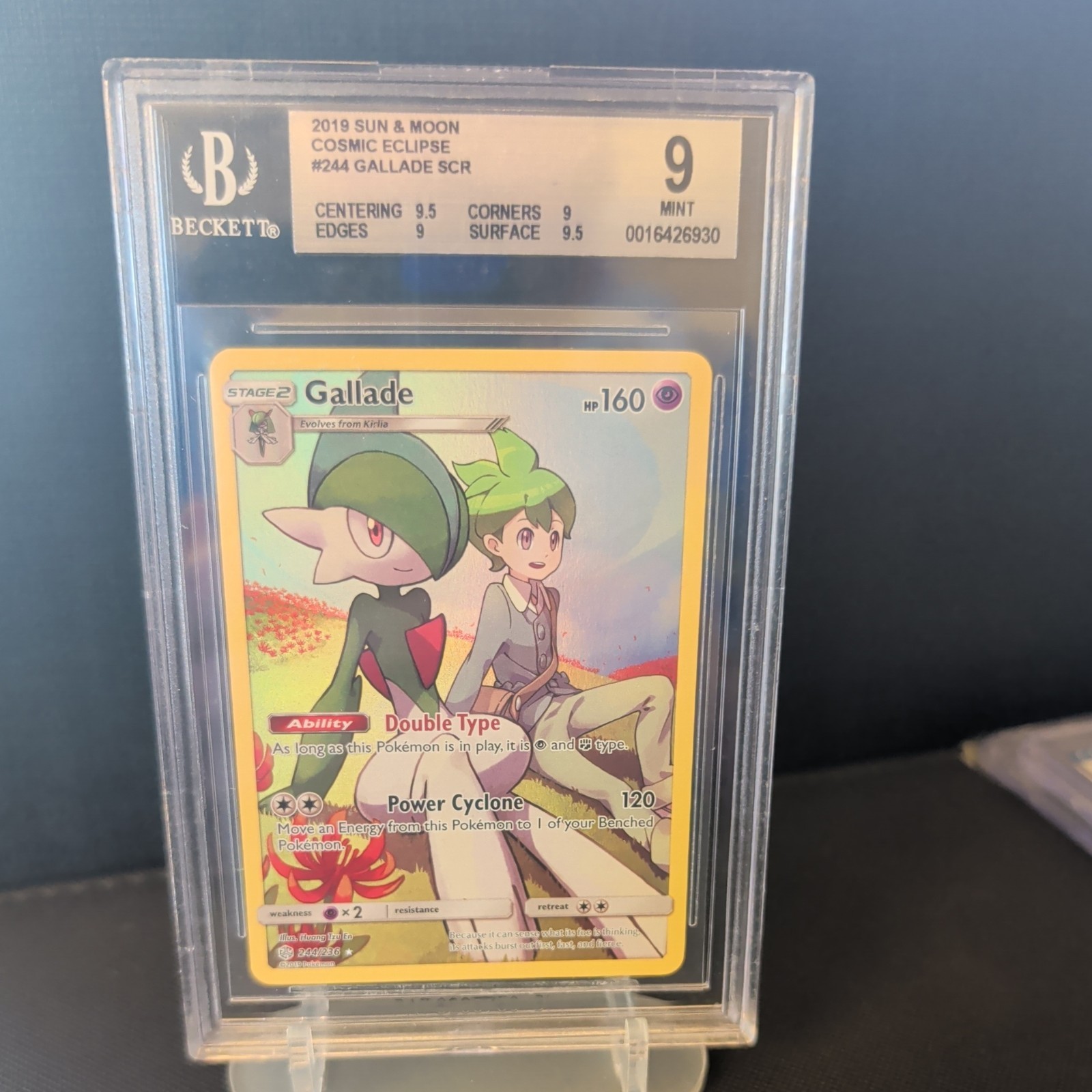 Pokémon Gallade Secret Rare Holo Cosmic Eclipse 244/236 BGS 9 2019 Trading Card