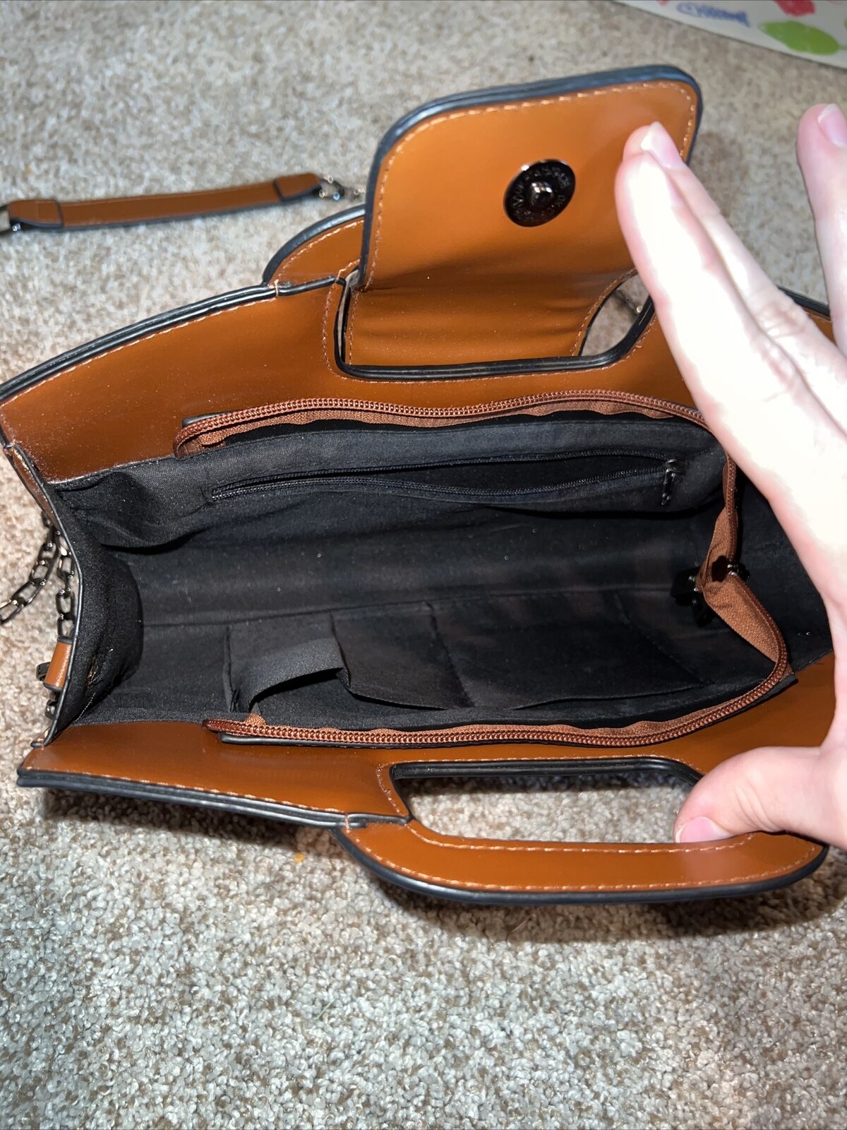 Handbag Leather Brown OKPTA1519426 OK.0973628 Women w Chain Strap EUC