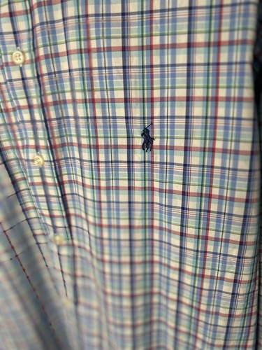 Polo Ralph Lauren Performance XL Lng Slve Classic Shrt Men Blue Red Green Plaid - Picture 3 of 6