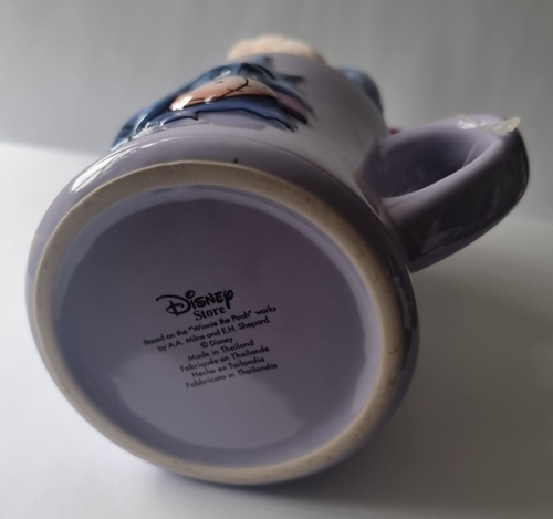 Disney Store Eeyore Winnie The Pooh 3D 11cm Tall Purple Mug Comp with Eeyore toy - Picture 8 of 14