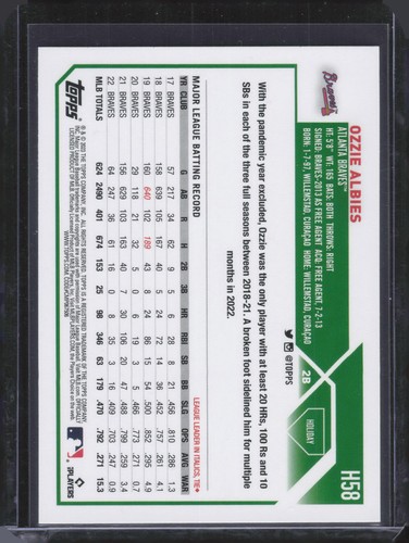 2023 Topps Holiday #H58 Ozzie Albies Metallic - Picture 2 of 2