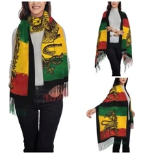 Eye-catching Rasta Flag Scarf - Winter Wrap, Reggae Lion, Soft & Warm