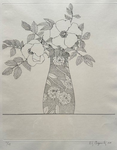 Ed Baynard (American, 1940–2016) Floral, Flowers in a Vase Etching Framed - Picture 13 of 24