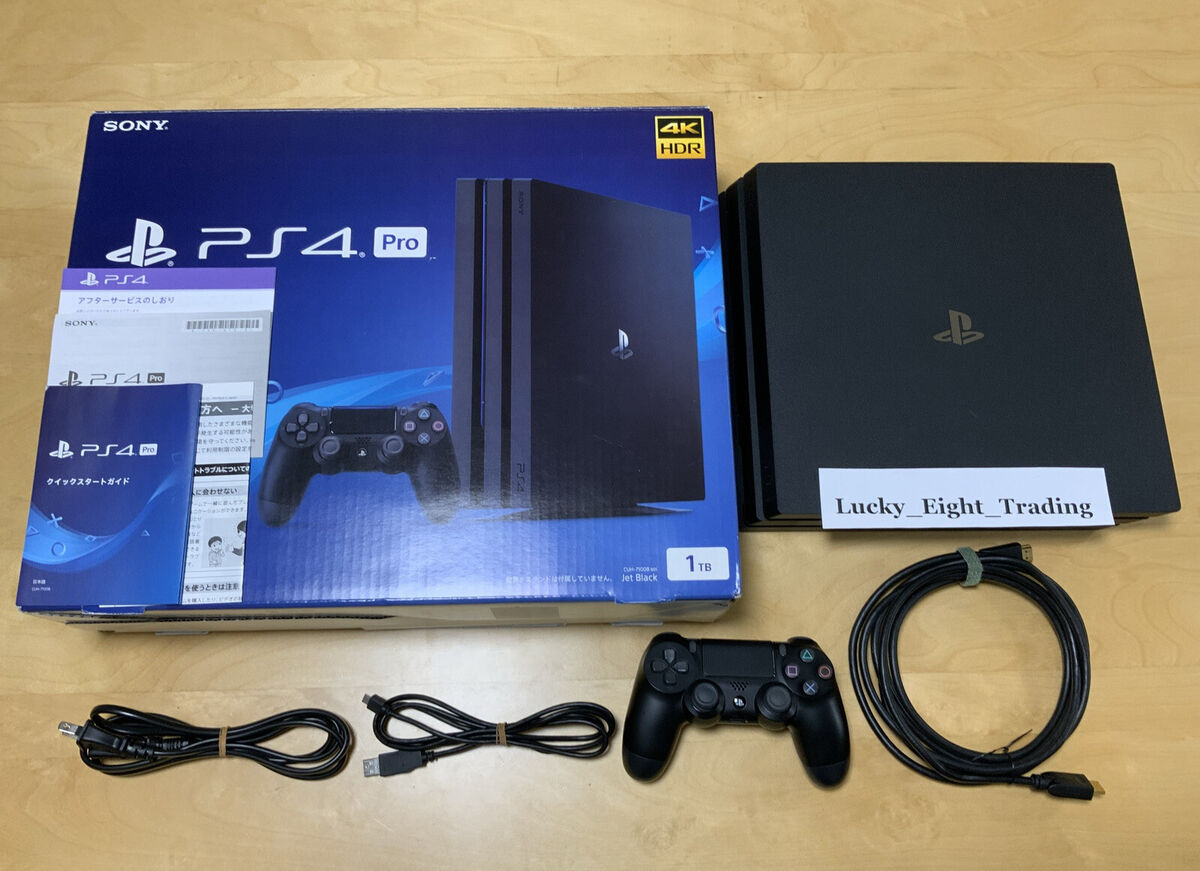 PS4 Pro Console 1TB 4K HDR + 2 Controllers (Used) All Original with  Packaging