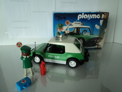 Lot PLAYMOBIL Vintage Police - Voiture Patrouille Et Set 3215 De 1986 Avec Boîte